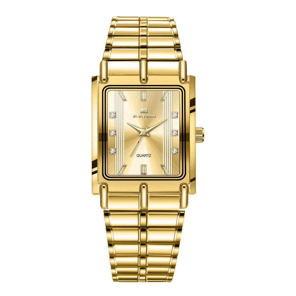 VA VA VOOM брендовые кварцевые часы мужские деловые стильные квадратные из нержавеющей стали великолепные водонепроницаемые часы со стразами 3 бара reloj hombre