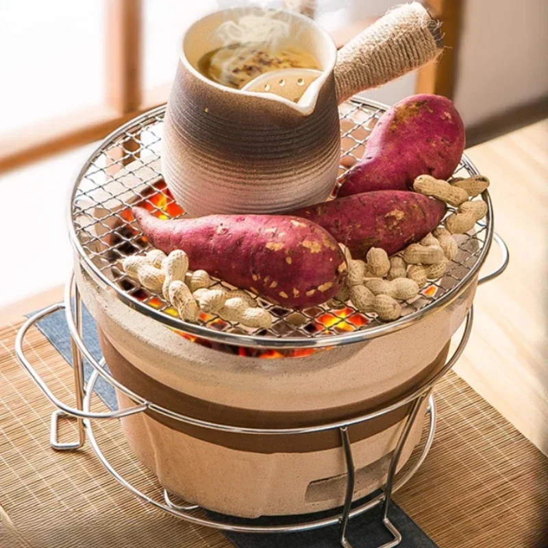 Traditional Clay Multifunction BBQ Grill Charcoal Stove for Home And Outdoor Cooking with Tea Pot