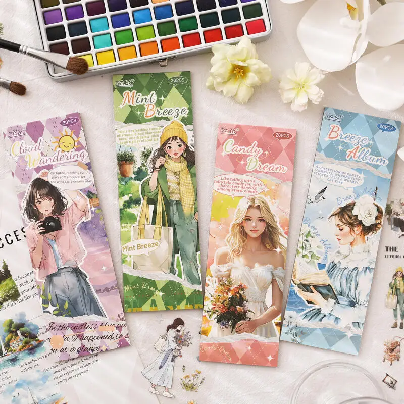 Card Lover 20 Pcs [Lightweight Tale Series] PET Cloud Wandering Character Landscaping Material Decor Scrapbooking Stickers