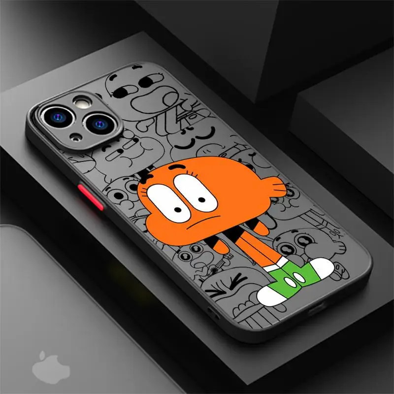 Darwin-Gumball-Richard Watterson Matte Phone Case For iPhone 15 14 11 Pro Max 13 12 Mini XR X SE 7 8 6 6S Plus Translucent Cover