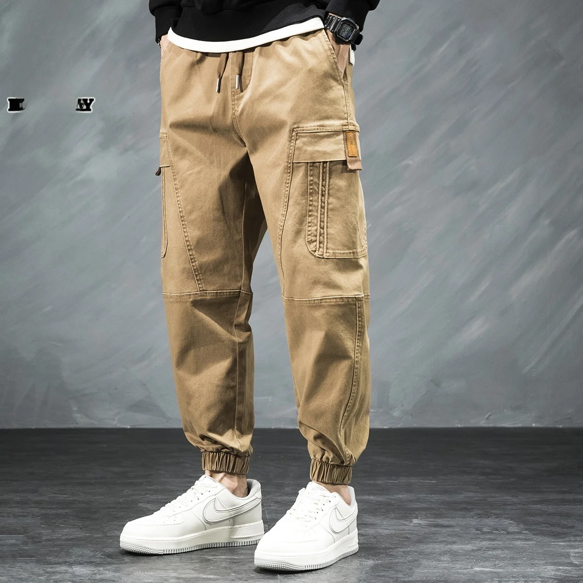 

Мужские повседневные брюки свободного кроя, весна 2024, модные брюки в стиле ретро, молодежные эластичные брюки из смеси хлопка и полиэстера