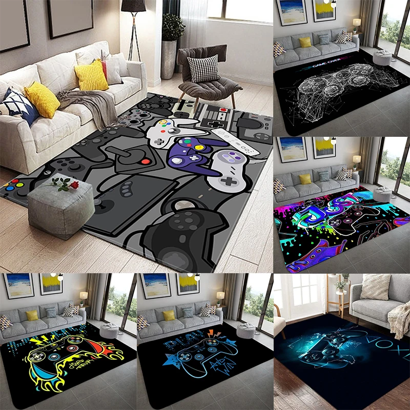 Gamer Controller Area Rug Anti-Slip Floor Mat Door  Home Running  Bedroom Indoor Outdoor Kids Play  Alfombra