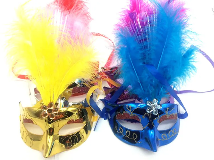 Colorful furry venetian christmas party mask mixed color 12 pcs