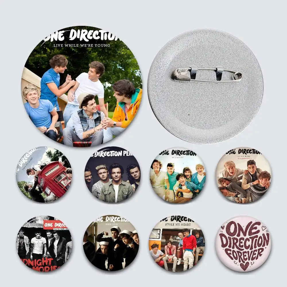 O-One Band Directions Music Soft Button Pin Round Metal Badge Lapel Pin Parts Gift Friends Kid Jewelry
