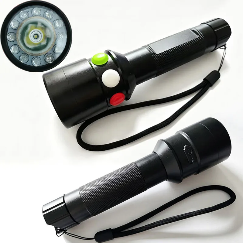 Railway Signal Torch 3 Color Red Green White LED Strong Light USB Rechargeable Traffic Flashlight Lantern with Type-C