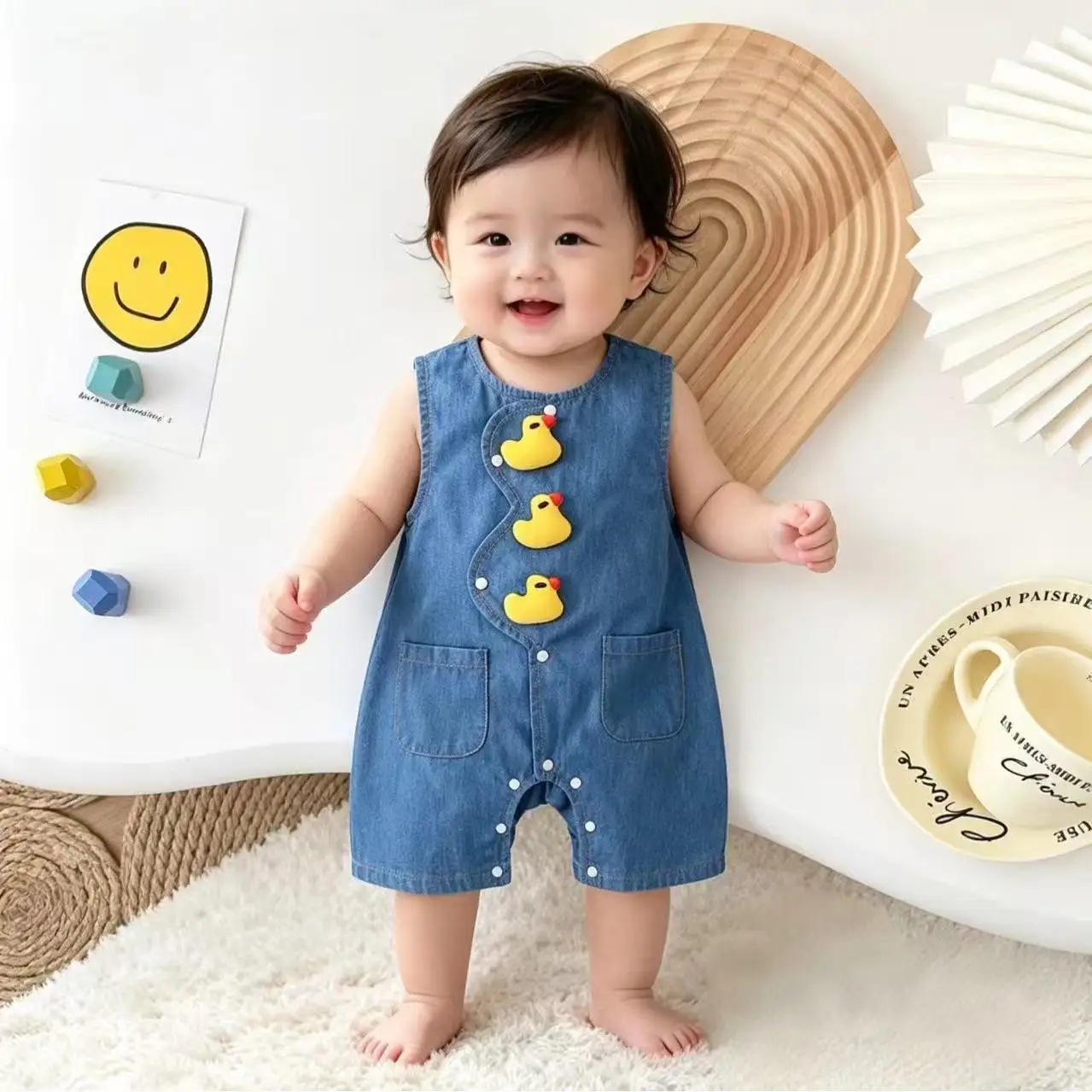 

Baby Summer New Cartoon Cowboy Baby Sleeveless Cute Clothing Korean Edition Casual Outerwear Rompers