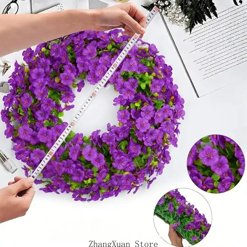 Hübscher künstlicher Blumenarrangement-Kranz aus Kunststoff, für Innen- und Außendekorationen, 3 x – Detail 7