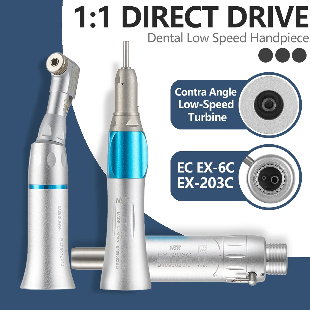 NSK EC EX-6CEX-203C ทันตกรรม 1:1 ไดรฟ์ตรง Contra มุมต่ํา Handpiece ทันตกรรมกับ Contra มุมขัดเครื่องมือ