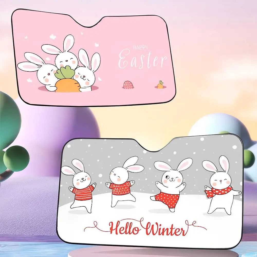 Cute Cartoon Rabbit Sunshade Sun Shade Shield Blocker Auto Cover Protector Window Visor Universal