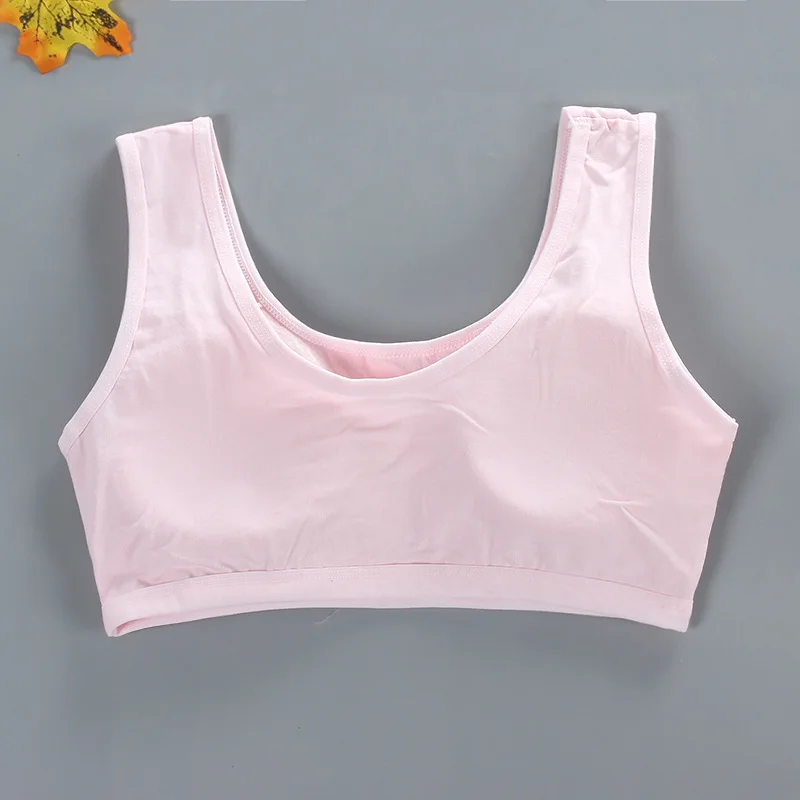 Girl Vest Cotton Spandex Big Girl's Sport 8-15 Years Adolescente Kids Underwear Letter Racerback Training Teen Bra image 5