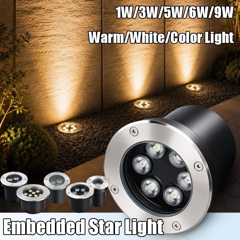 1W/3W/5W/6W/9W Embedded Star Light Warm/White/Color Light 3000K Outdoor Waterproof Step Light IP65 Aluminum