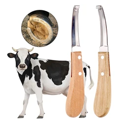 1 Pc Cattle And Horse Hoof Knife Stainless Steel Hook Type Sheep Pedicure Right/Left Hand With Wooden Handle Hoof Knife Tool