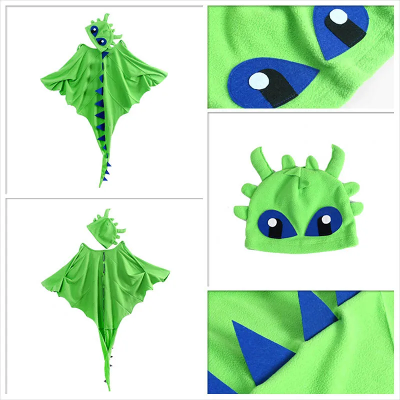 Traje de dragão desdentado para crianças, capa do dinossauro, vestido para meninas e meninos, fantasias de Halloween para cosplay