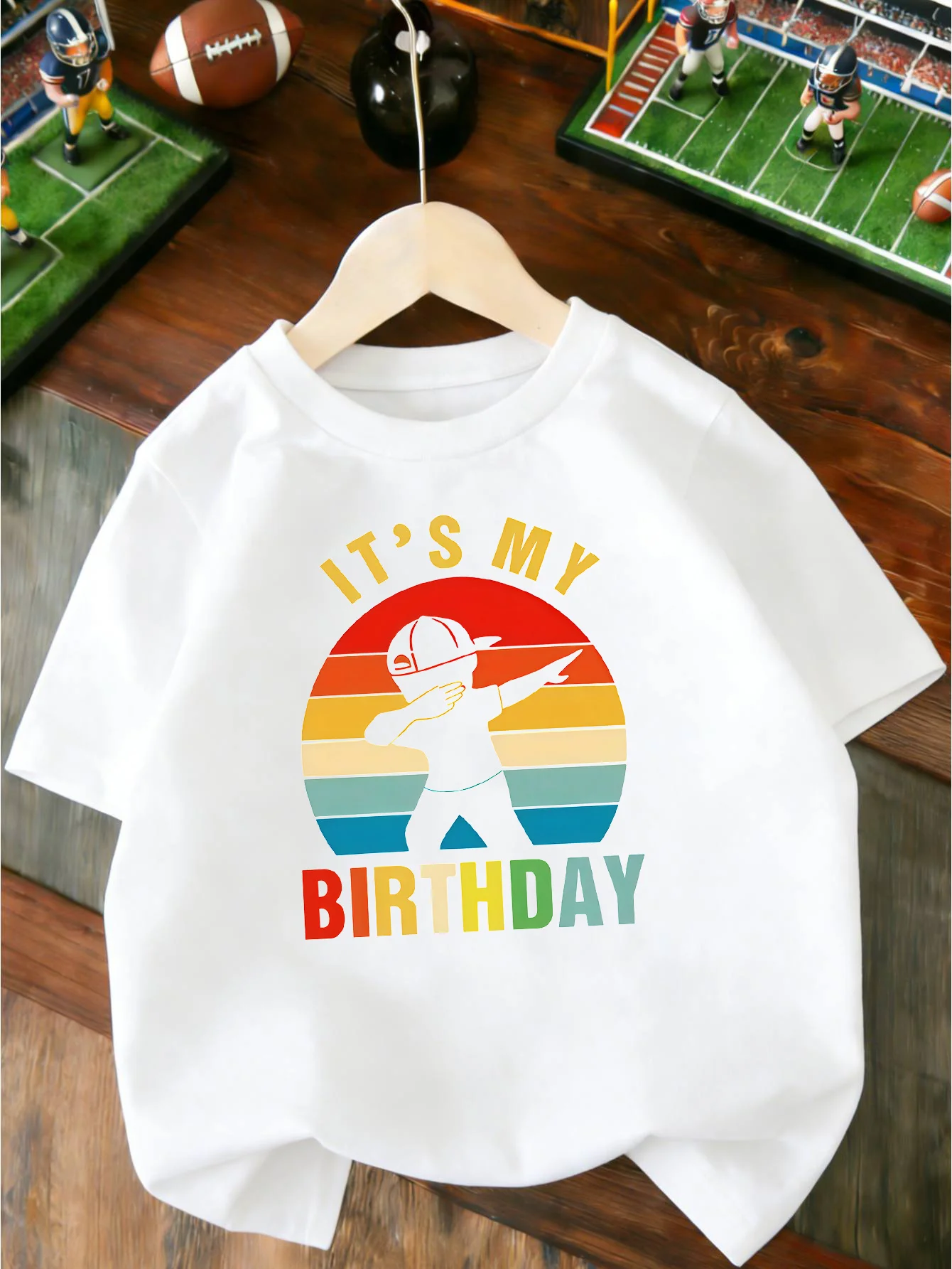 Retro Sunset Dab Boy It's My Birthday Print T Shirt Boys Girls Lovely Short Sleeve Tee Family Matching Soft Cotton Kids Tops