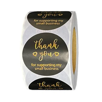 100-500 個 1 インチラウンド英語グリッターありがとう防水ビジネスラベルベーキングギフト包装シールステッカー