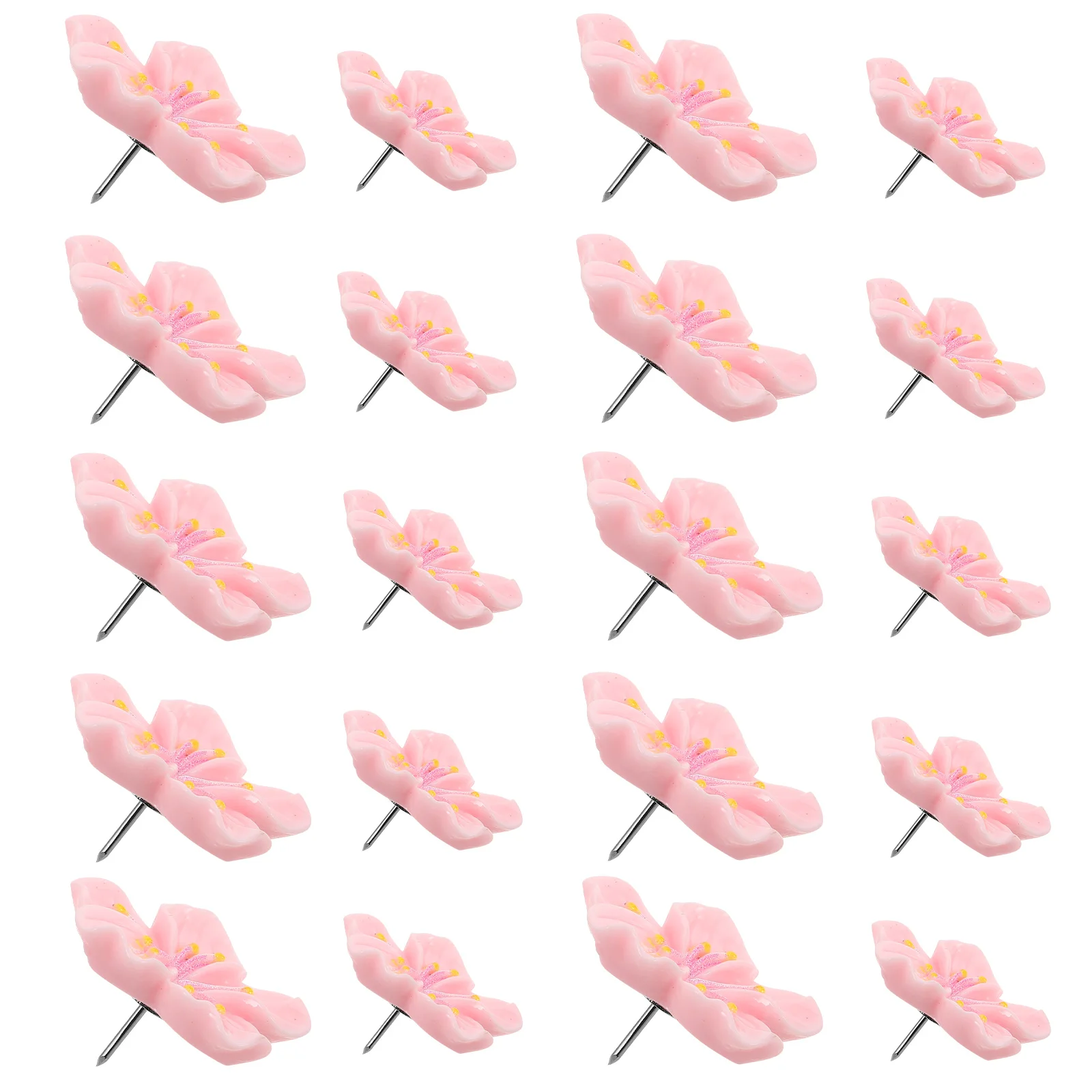 

20pcs Flower Thumb Tacks Flower Panel Wall Decoration Decorative Pins for Photo Wall Bulletin Board Office Pink Creative Sturdy