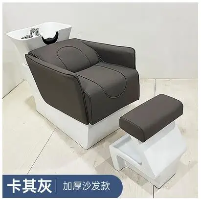 Barber shop dedicated semi lying shampoo and flushing bed light luxury wind high-end net red glass fiber reinforced plastic cera