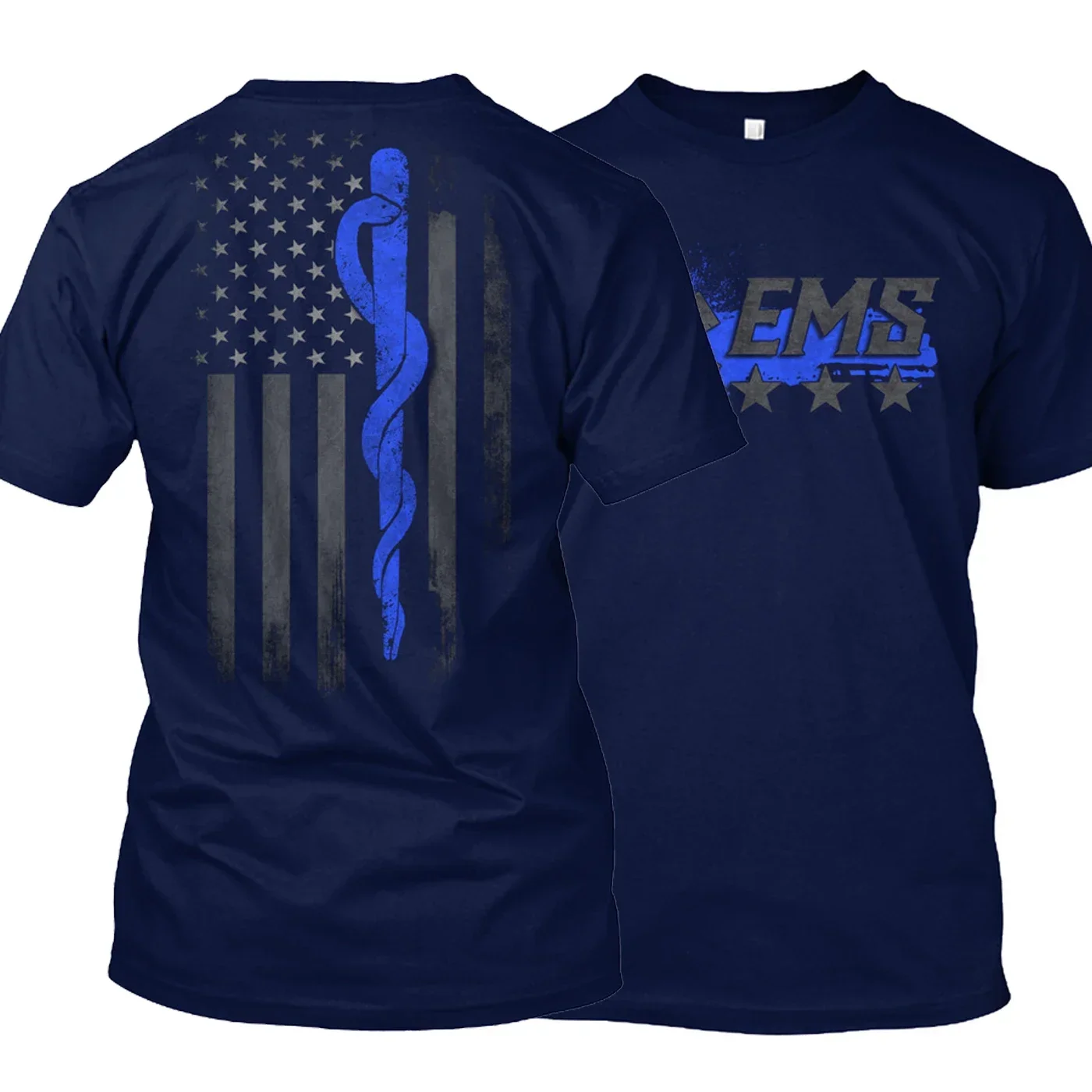 Hot Sale American Flag Star of Life Medical Symbol EMS Paramedic T-Shirt 100% Cotton O-Neck Short Sleeve Casual Mens T-shirt
