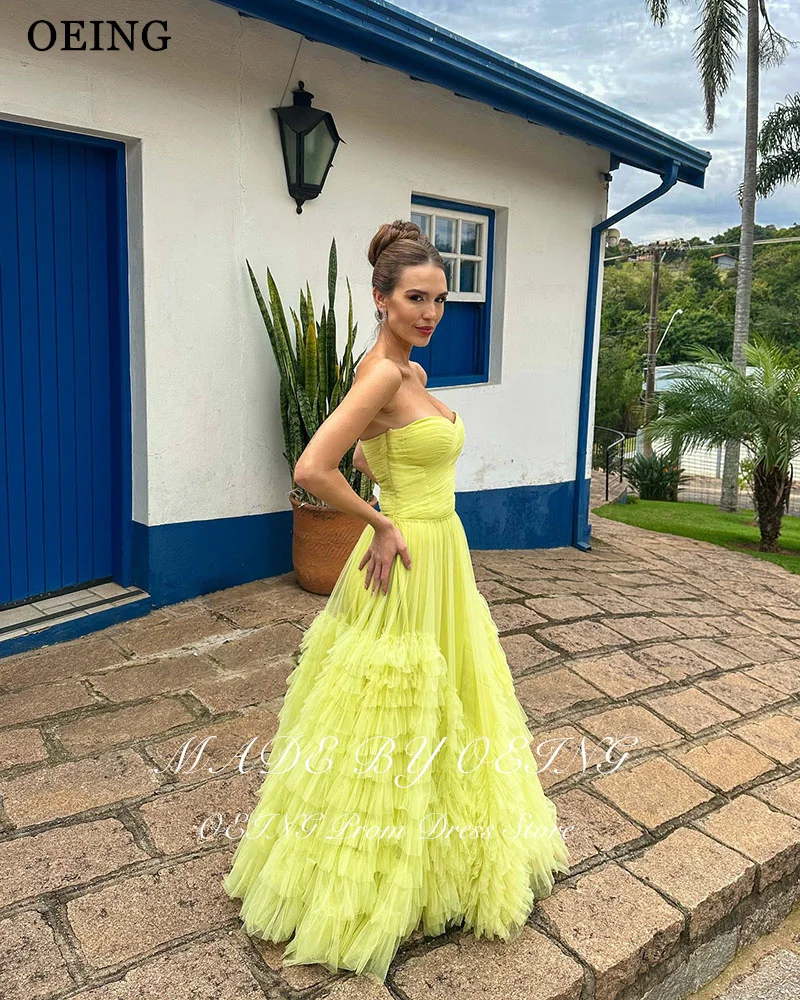 Oeing clássico a linha luz verde vestido de baile querida plissados em camadas vestidos de festa até o chão vestido de noite personalizado