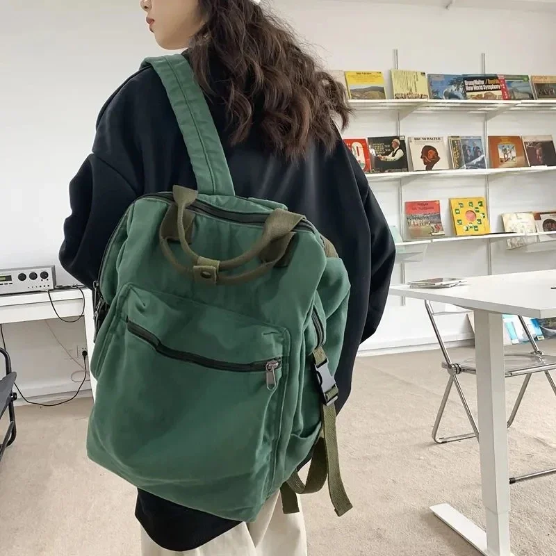 Mochila informal de tela vaquera para hombre y mujer, morral de 2023 algodón con cremallera, de gran capacidad, combina con todo, 100%