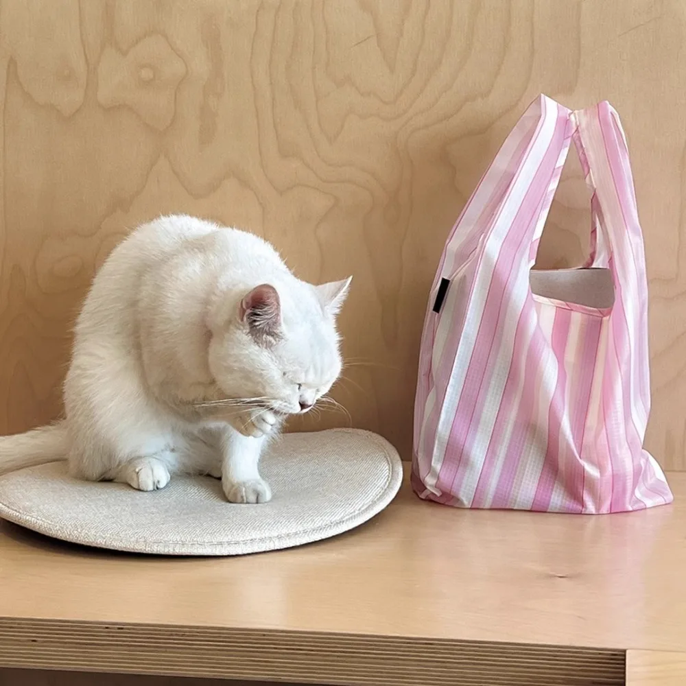 

Fashion Striped Shopping Bag Large Capacity Foldable Tote Bag Eco-friendly Reusable Shoulder Bag