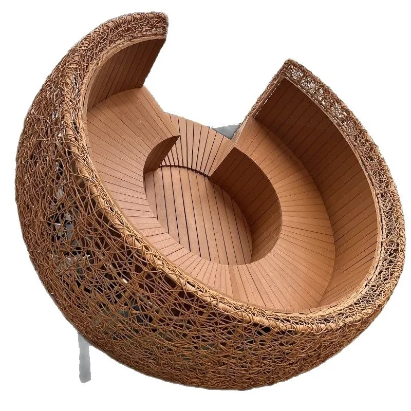 Outdoor bird's nest seat rattan sofa, tree nest shape clock in restaurant scenic rattan seat