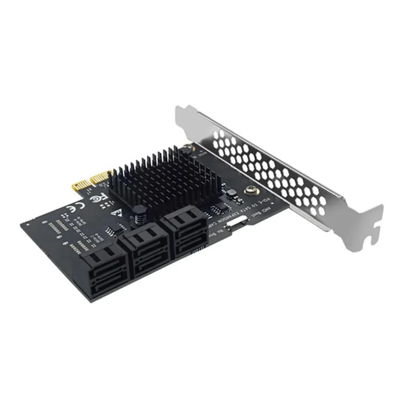 Placa de expansão PCI-E para SATA3.0 de 6 portas Adaptador de mesa de 6 Gbps para discos rígidos de estado sólido e mecânicos