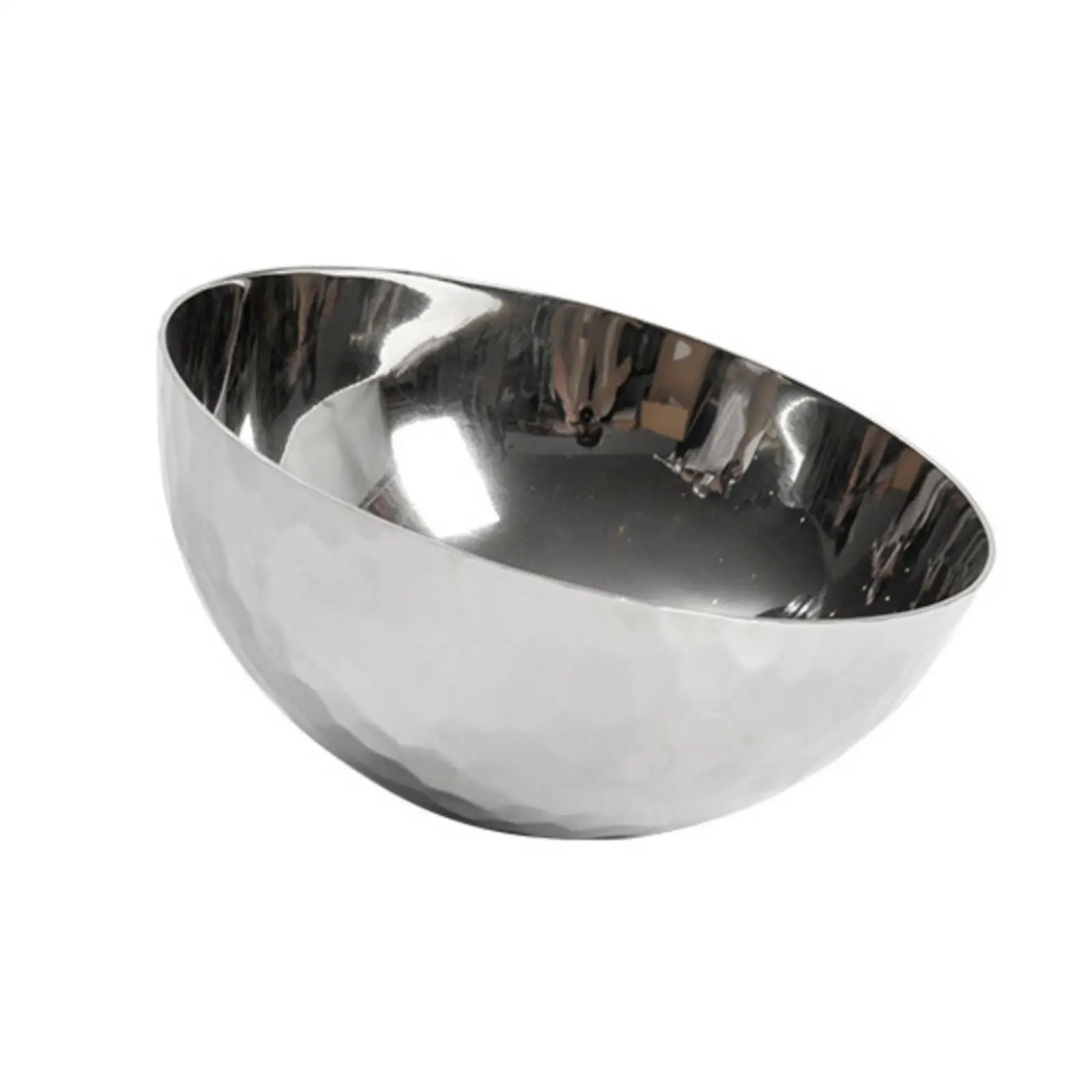 Shiny Silver Hammered Bowl Industrial Decor Serving Fruit Dish Modern Minimalist Centerpiece for Dining Table or Console Shelf