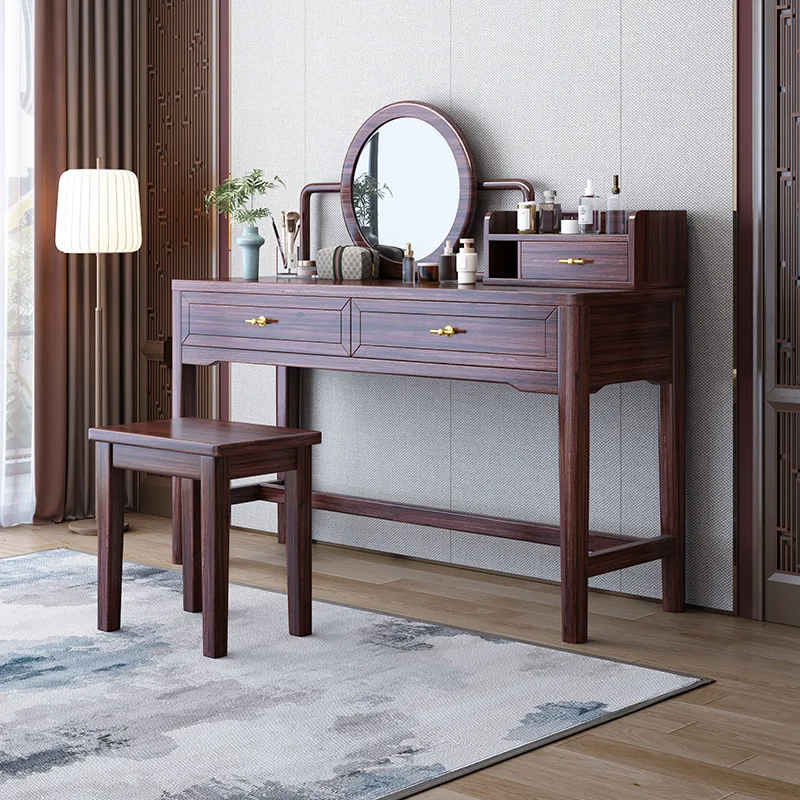 

Новый туалетный столик из массива черного дерева в китайском стиле, большой вместимости, современный, минималистичный, 2025 года, легкий люкс