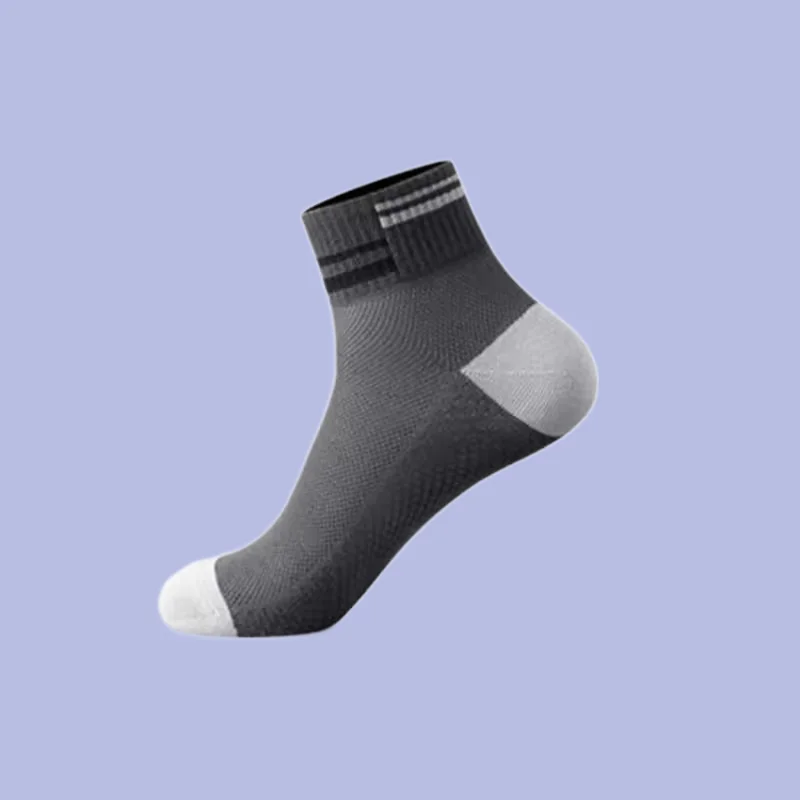 5/10 Pairs 2024 New Deodorant Sweat-Absorbing Summer Thin Mesh Breathable Solid Color Polyester Cotton Men's Short Sports Socks