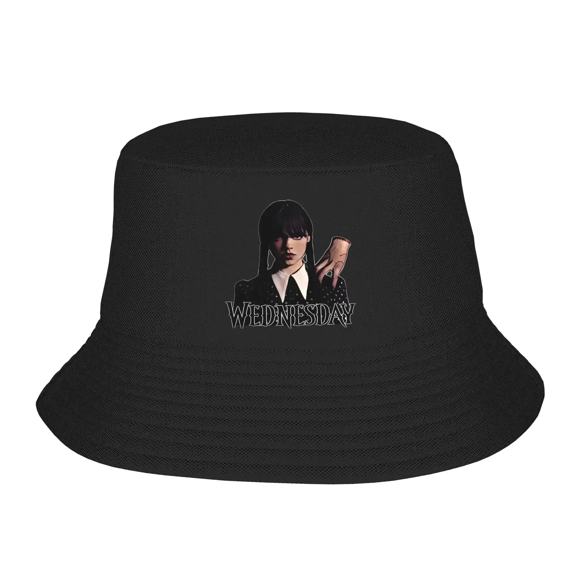 

2025 New HatW-Wednesday Bucket Hat Horror Harajuku Fisherman Caps Breathable Travel Hiking Sunscreen Hats For Unisex Trendy Desi