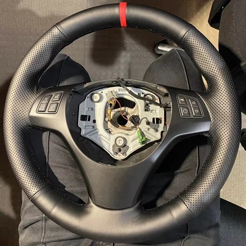 Anti-Slip Auto Zubehör Schwarz Leder Auto Lenkrad Geflecht Abdeckung Für BMW M Sport M3 E90 E91 E92 E93 e87 E81 E82 E88 X1 E84