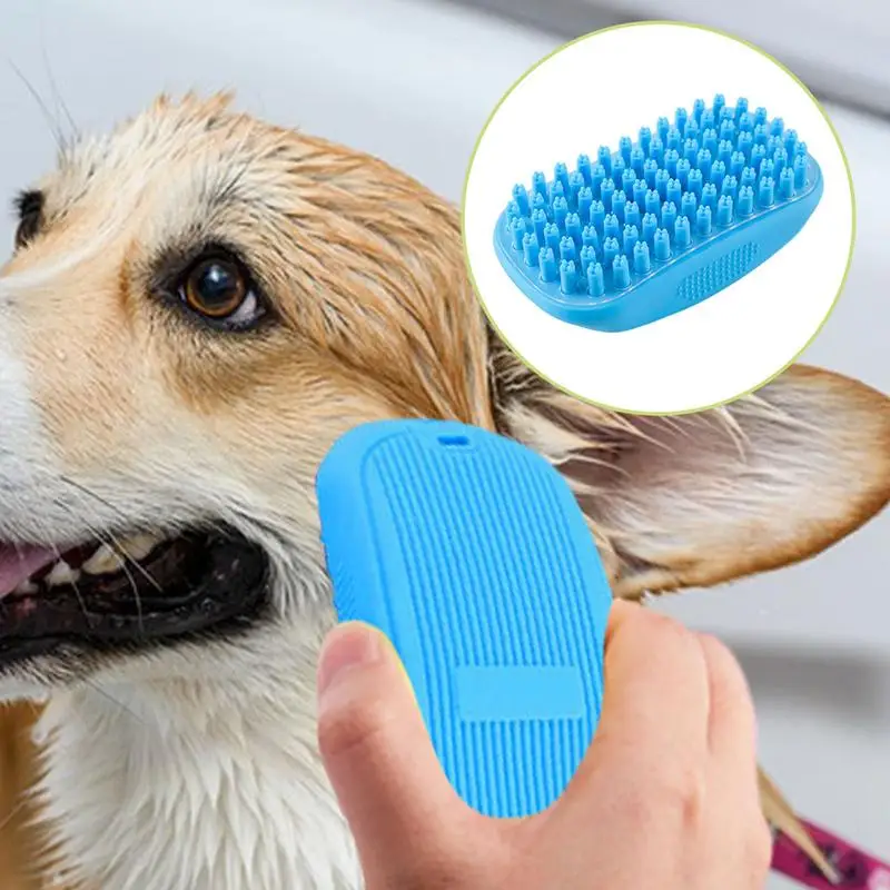 Dog Hair Brush Dog Cleaning Brush Pet Shampoo Bath Soothing Massage Rubber Bristles Curry Comb Pet Brushing Grooming Comb For