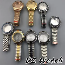 DZ 39mm Sterile Stainless Steel Watch Case Black Sliver Gold Rose Gold Two Tone Gold Fit VK63/VK64 Chronograph Quartz Movement
