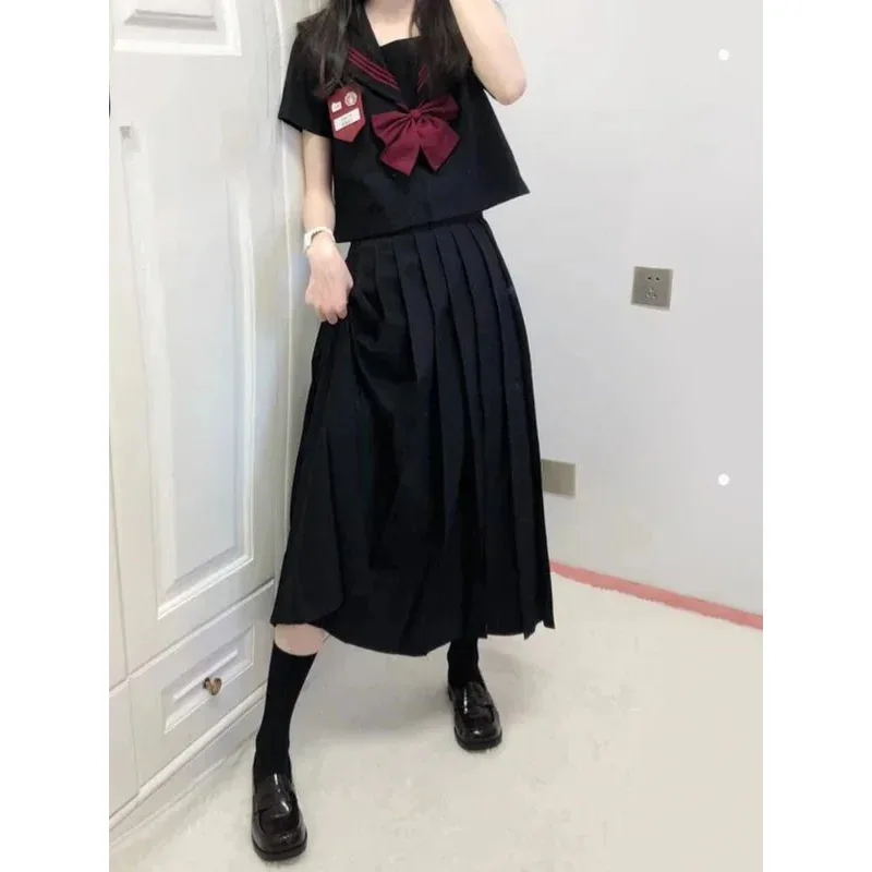 2025 11 Nicemix الأصلي الأساسية JK موحدة تنورة 2 قطعة مجموعة الأرثوذكسية أسود أحمر بحار دعوى اليابان طويلة/قصيرة الأكمام قميص قبل #5