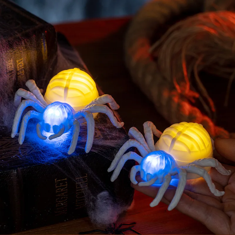 

2025 NEW Halloween Glowing Spider LED Lamp Ornament Creative Halloween Desktop Ornament Halloween Party Supplies for Home Decor