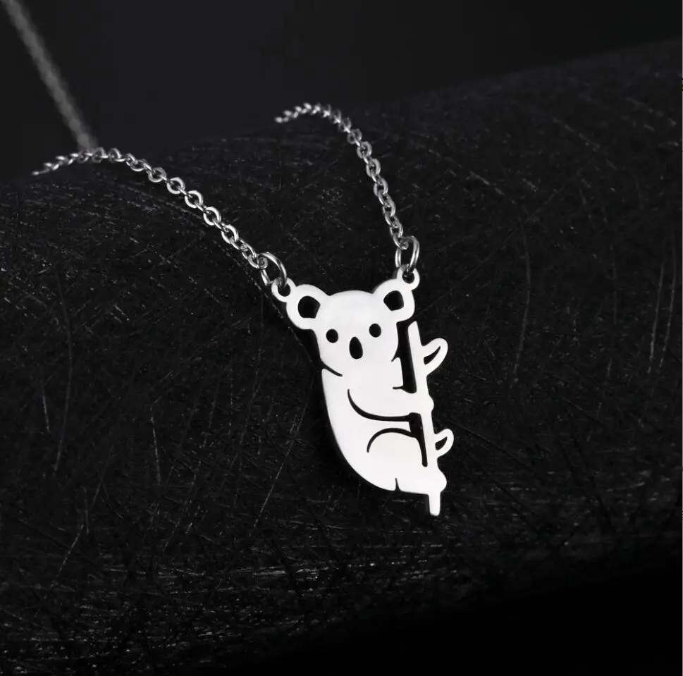 1PC Australian Animal Cute Koala Bear Pendant Necklaces for Women Stainless Steel Jewelry Collar Necklace Friends Gift F1485