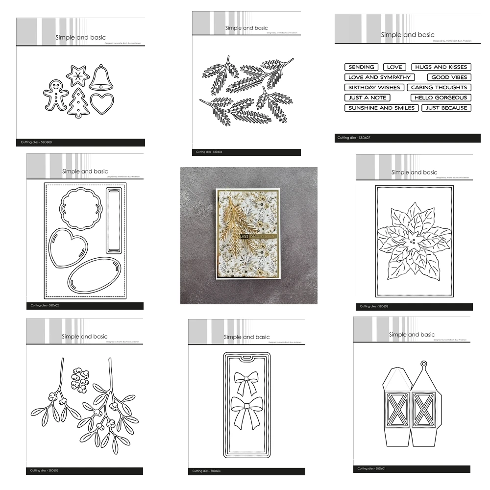 

New 2025 Christmas Cookies Pine Branches Mistletoe Lantern Cutting Dies Scrapbooking Album Decoration Frame Card Craft