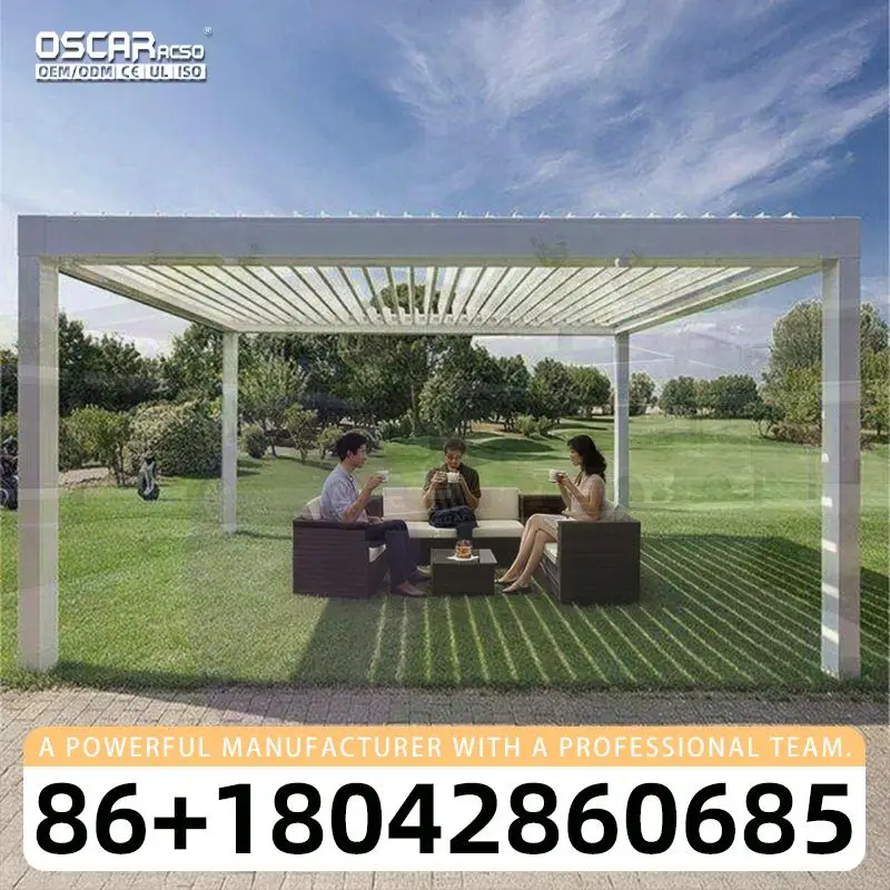 

Наружные моторизованные навесы-перголы с солнечными батареями из алюминия для сада, патио, заднего двора, 3x4 метра