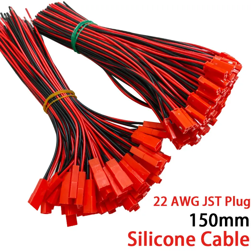 

10 Pairs 24 AWG JST Plug Connector 2 Pin Male Female Plug Connector Cable Wire for LED Lamp Strip RC Toys Battery Adapter