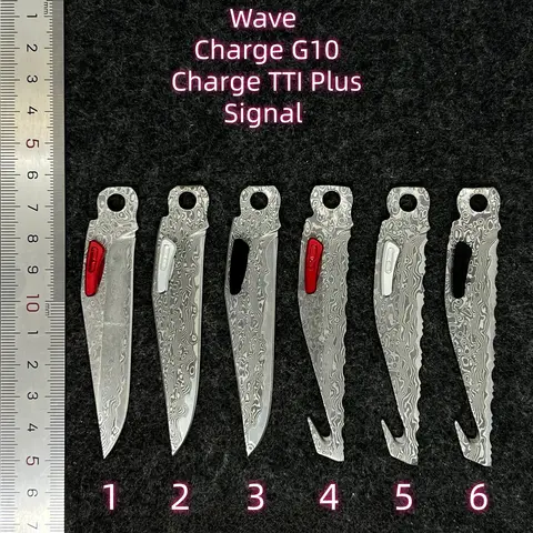 3 Types Thumb Grip and Damascus Blade Replace Main and Serrated Blade For Leatherman Wave Charge G10 TTI Signal  DIY MOD  Part