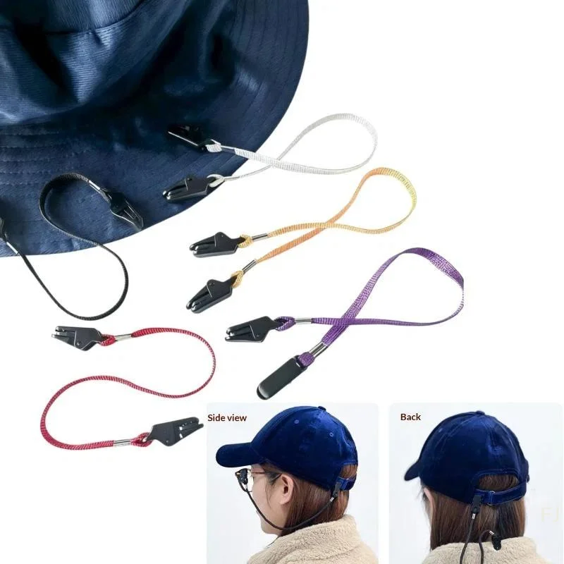 [YU]Outdoor Anti-Slip Fixed Cap Clip Hat Anti-Slip Rope Detachable Cap Clip Rope For Fishing Hiking Sports Accessories
