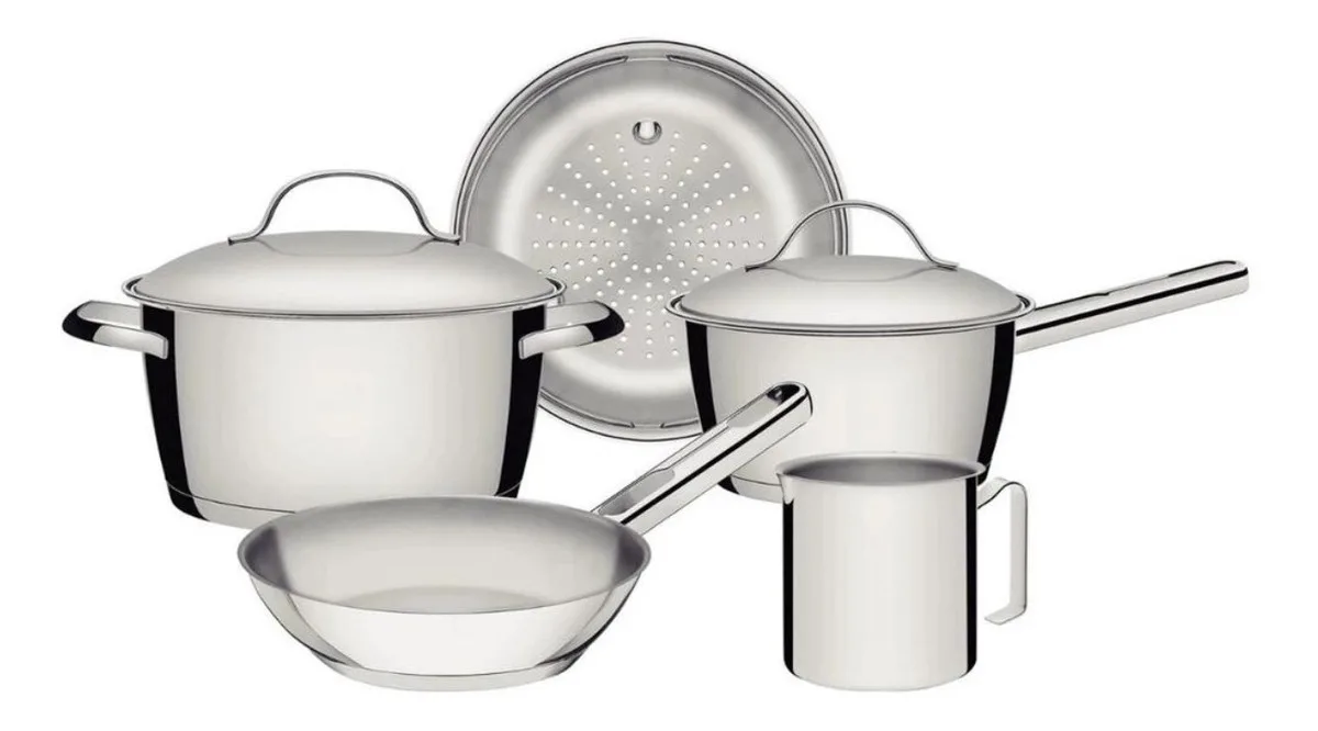 Allegra Kochgeschirr Set Edelstahl Triple Bottom Induktion 5 Stück Tramontina