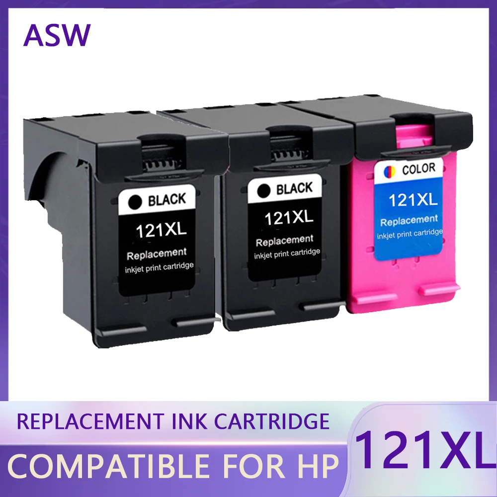 ASW Conmpatible 121XL Black Ink Cartridge Replacement for HP 121 for Deskjet D2563 F4283 F2423 F2483 F2493 F4213 F4275 Printer