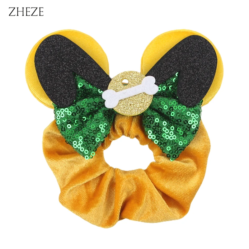 10 Stks/partij Disney Oren aksesori rambut Scrunchies Voor Meisjes Pailletten stripjes Hoofdband Trip Diy