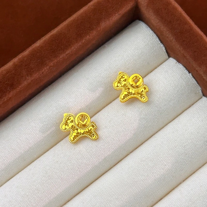 Fashion18 Kt Gold Color Flashing Pony Earrings  for Women Girl Birthday Party Shiny Stud Earring Jewelry Gifts Not Fade