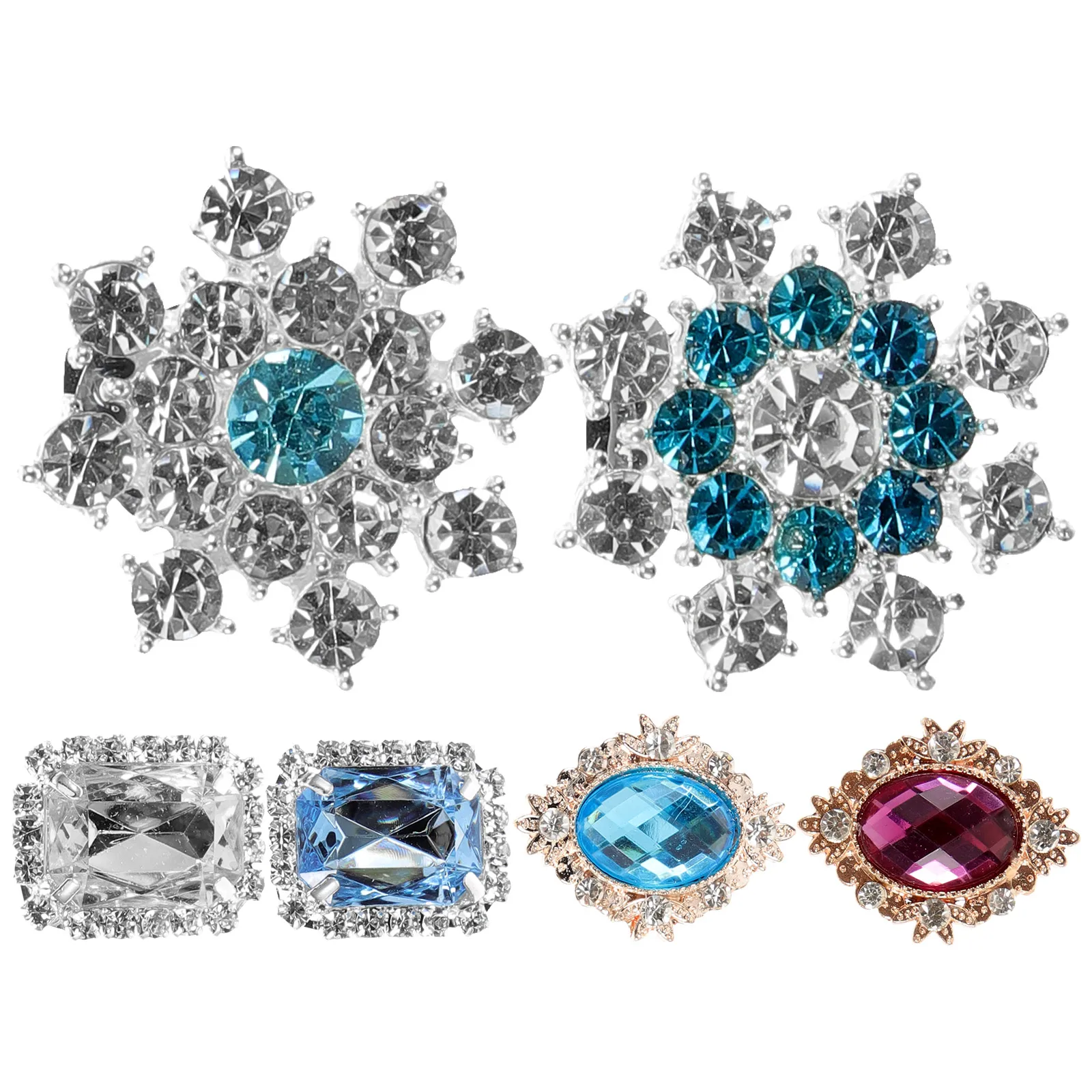 

6 Pcs Rhinestone Shoe Clips Bride Wedding Decor Accessories Blue White Gemstone Shoe Buckle For Flats Heels Sandals