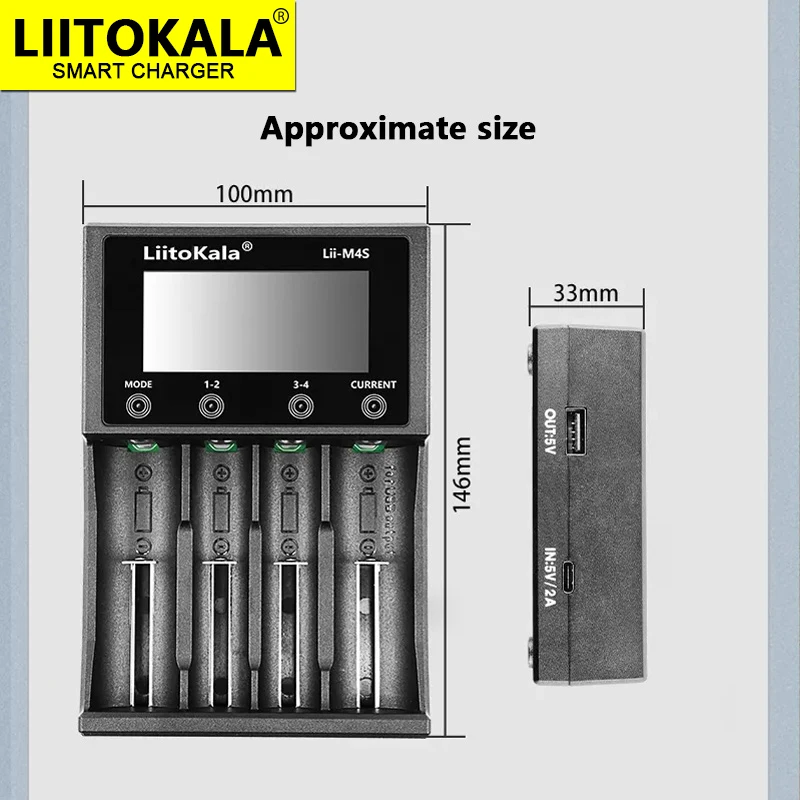 LiitoKala Lii-M4S +U1 18650 Smart Charger LCD Display for 26650 21700 32650 18500 20700 21700 16340 CR123A AA AAA battery image 3