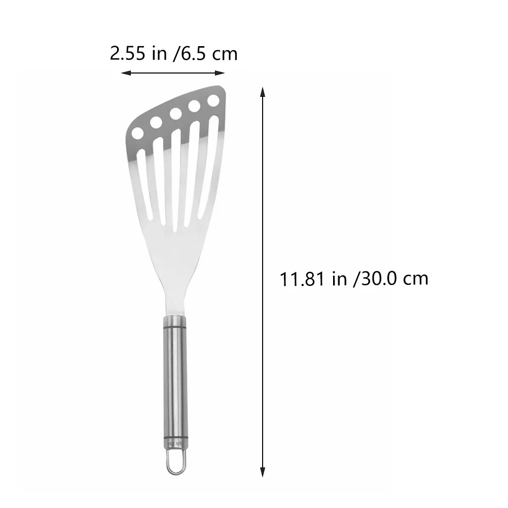 

1pc Stainless Steel Fish Spatula Heavy Duty Hollow Design For Frying Eggs Steak Baking Bbq Kitchen Gadget Oil Draining Turner