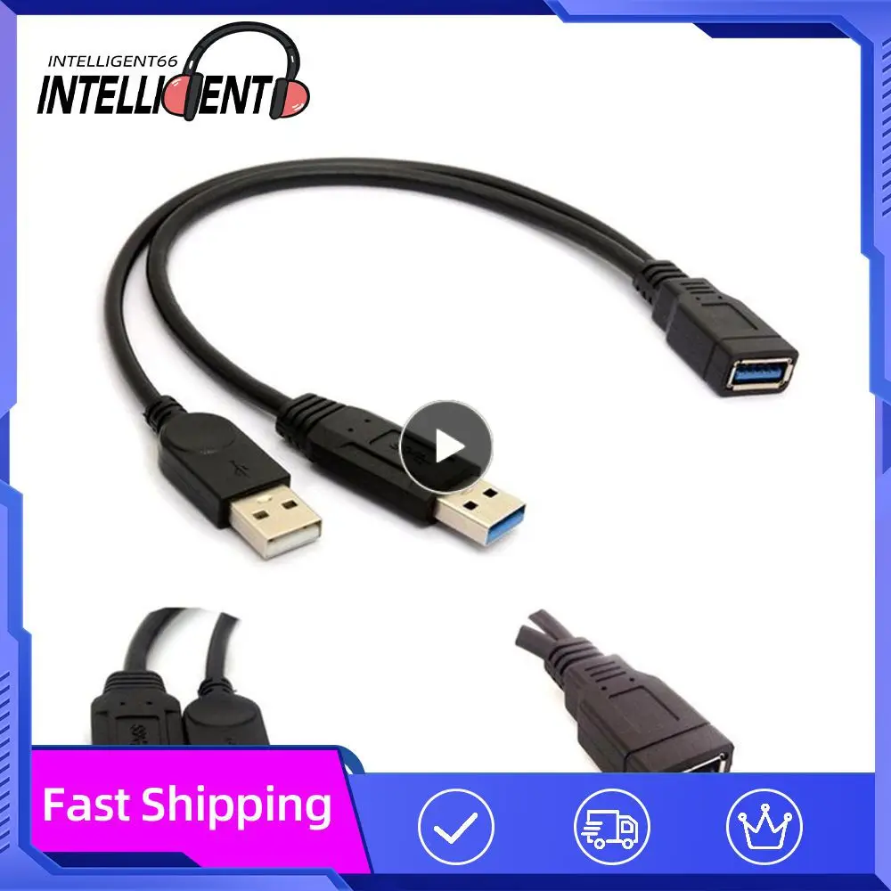 30cm USB 3.0 to USB 3.0 2.0 USB Female to Dual USB Male Extra Power Data Y One Point Two Extension Cable Computer Adapter Cable